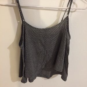 Gray and Black Polka Dot Cropped Tank Top